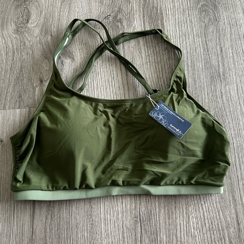 NWT Summer Mae Women’s Olive Green Sports Swim Bikini Top ( $5 with any bundle)